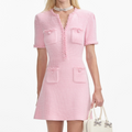 Textured Knit Mini Dress - Rosa