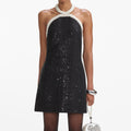 Boucle Pearl Trim Mini Dress - Svart