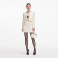 Boucle Pearl Trim Jacket - Cream