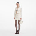 Boucle Pearl Trim Jacket - Cream