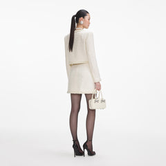 Boucle Pearl Trim Jacket - Cream