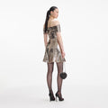 Sequin Off Shoulder Mini Dress - Guld