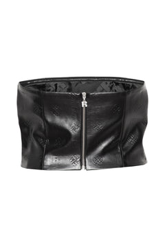 Crop PU Top - Black