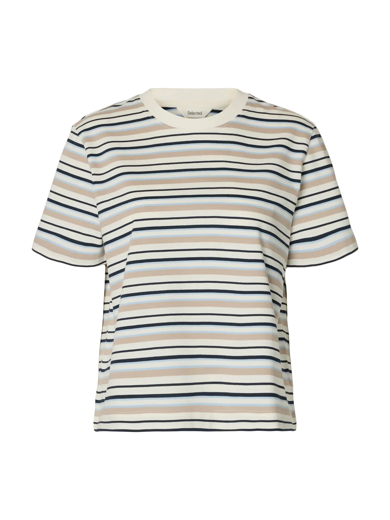 Essential Ss Striped Boxy Tee - Cashmere Blue Multi Stripes