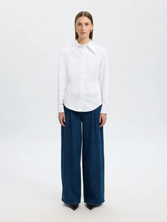 Nicolina Slim Ls Shirt B - Bright White