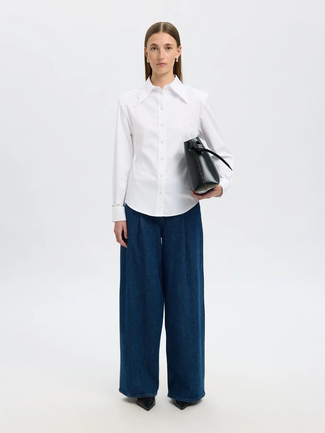 Nicolina Slim Ls Shirt B - Bright White
