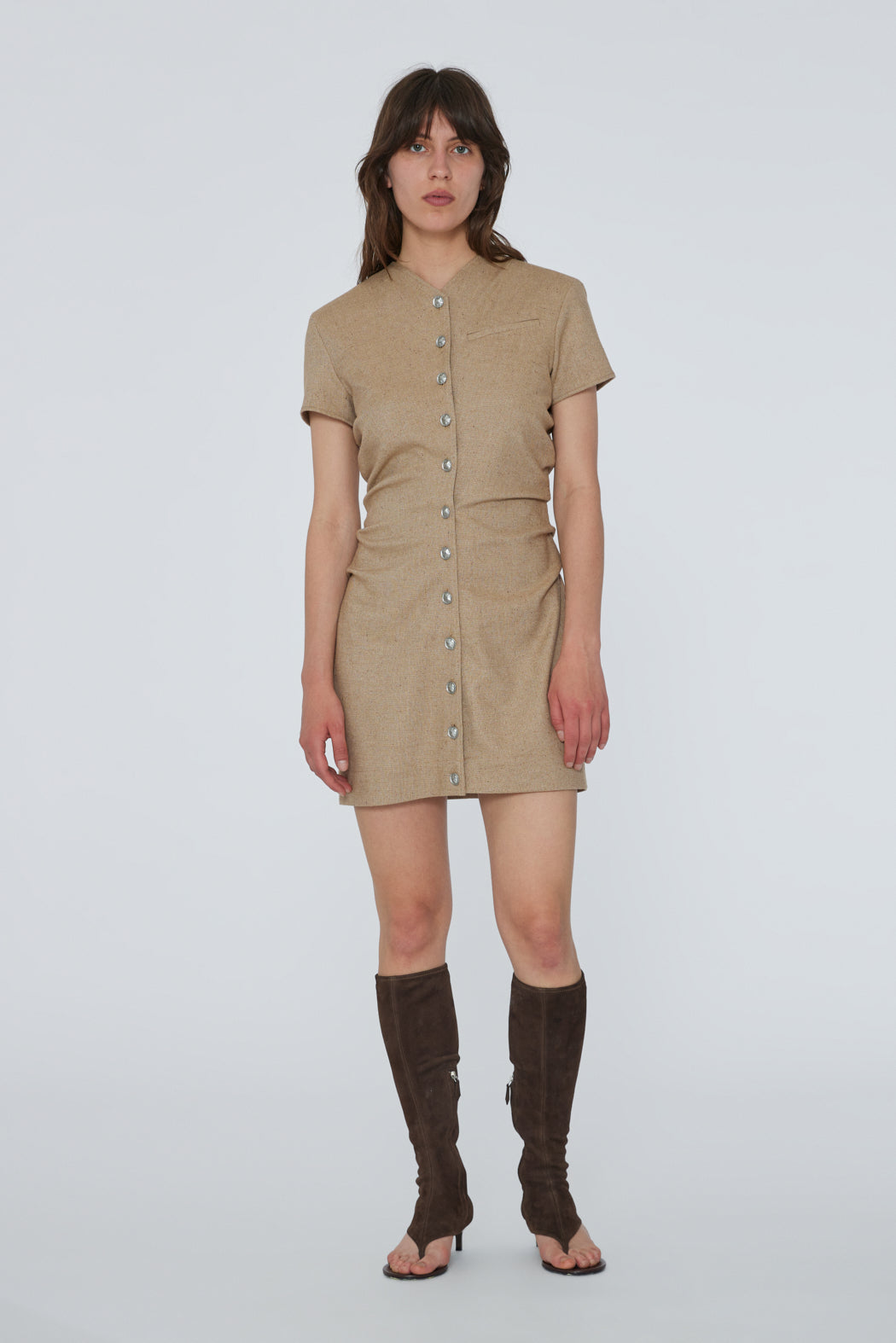 Drapy Midi Suiting Dress - Tigers Eye