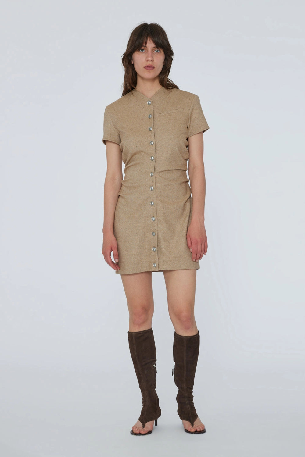 Drapy Midi Suiting Dress - Tigers Eye