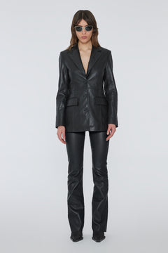 Stretch Leather Pants - Black