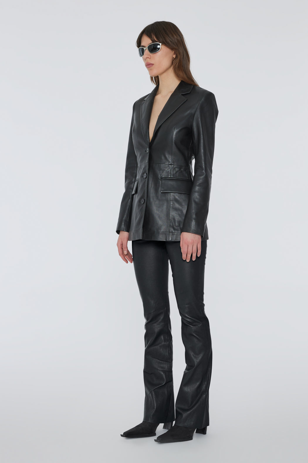 Stretch Leather Pants - Black