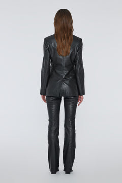 Stretch Leather Pants - Black