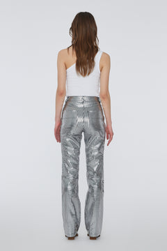 Striped Leather Pants - Black Comb.