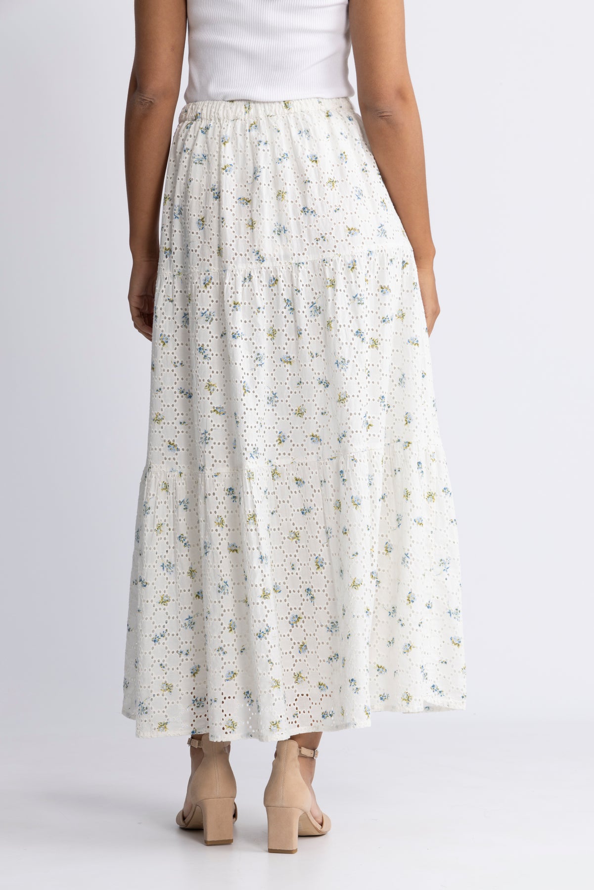 Rana Broderie Anglaise Kjol - Forglemmegei White