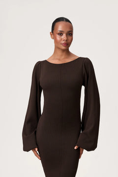 Rennes Midi Dress - Brown