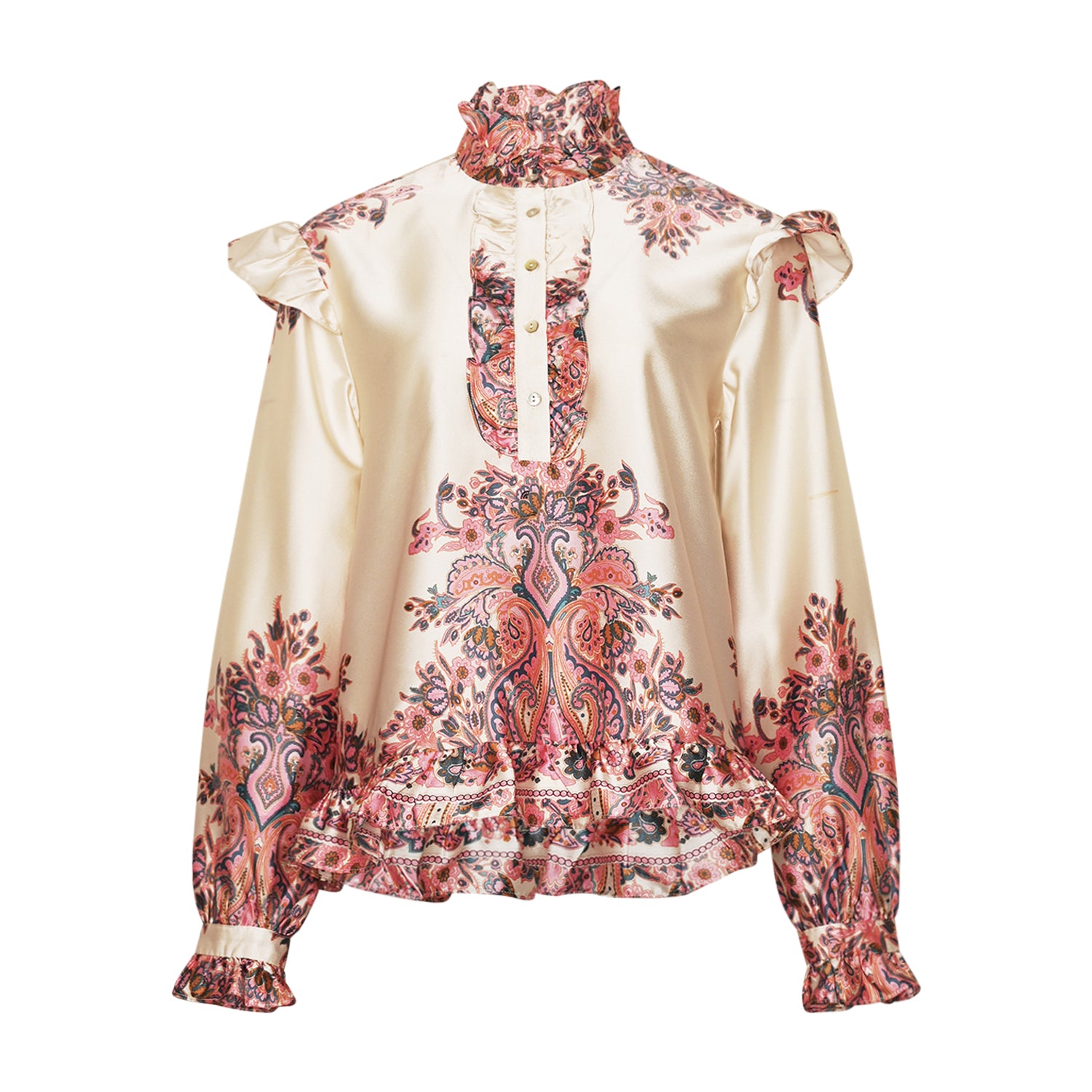 Reno Ruby Ruffle Blus - Drusella Print