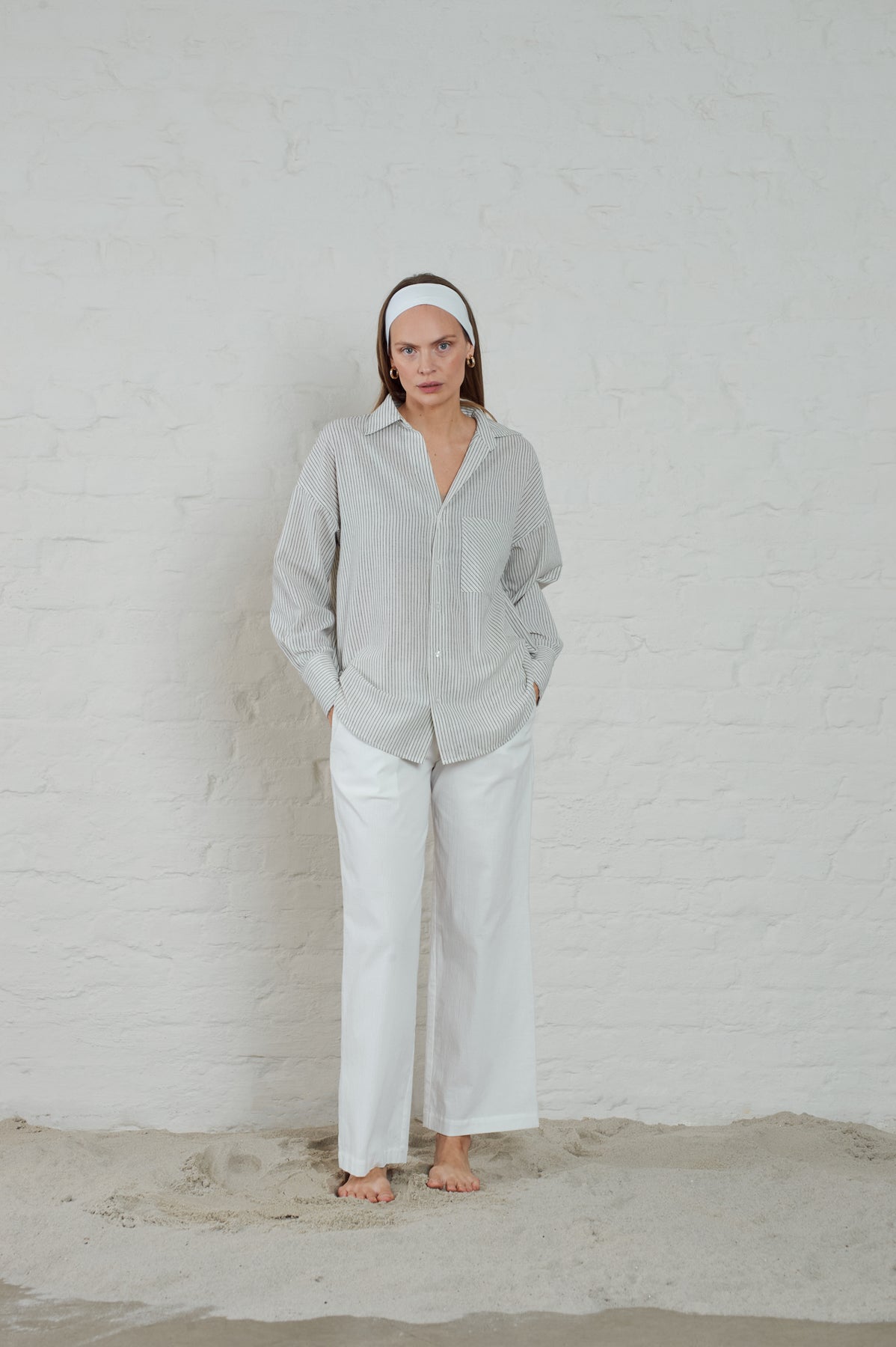 Rocha Striped Linen - Offwhite/Black Combo