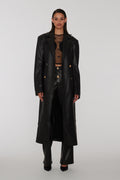 Embellished Button Coat - Black