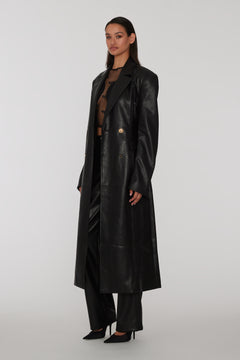Embellished Button Coat - Black