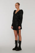 Sequins Mini Wrap Dress - Svart