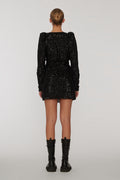 Sequins Mini Wrap Dress - Svart