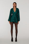 Sequins Mini Flowy Dress - Sea Moss