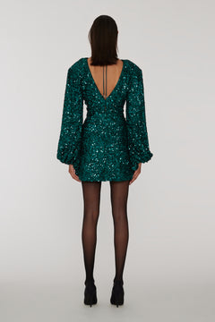 Sequins Mini Flowy Dress - Sea Moss