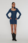 Stretchy Scoop Neck Dress - Orion Blue