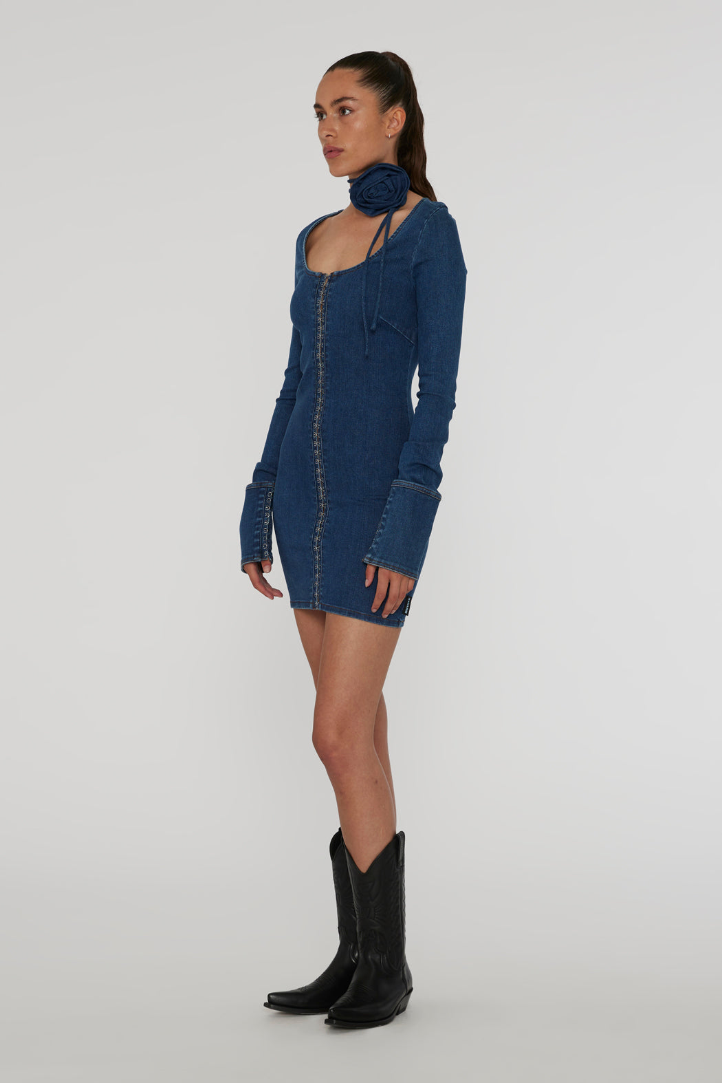 Stretchy Scoop Neck Dress - Orion Blue