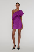 Chiffon Asymmetric Dress - Purple Cactus Flower