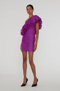 Chiffon Asymmetric Dress - Purple Cactus Flower