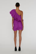 Chiffon Asymmetric Dress - Purple Cactus Flower