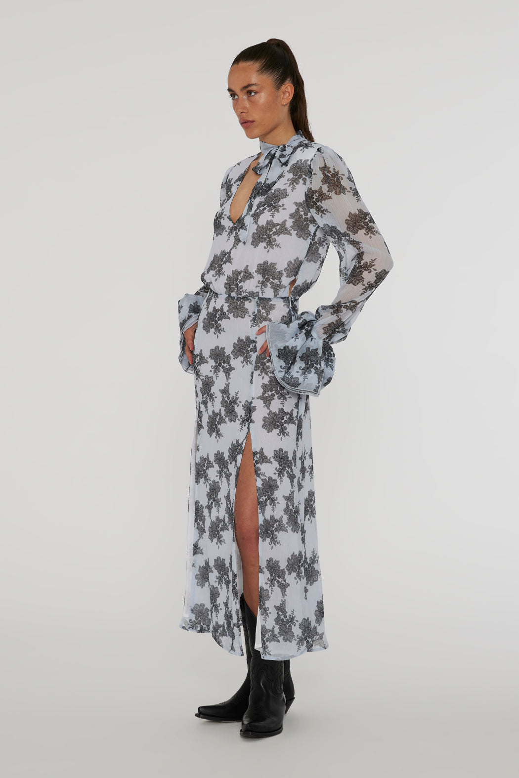 Chiffon Bow Midi Dress