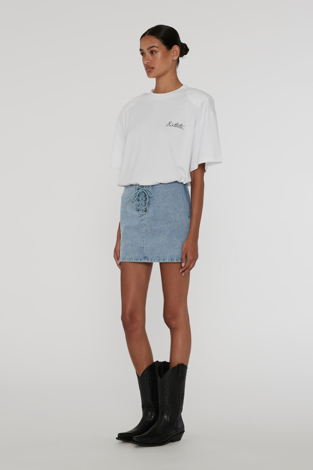 Denim Laced Minikjol - Light Blue Denim