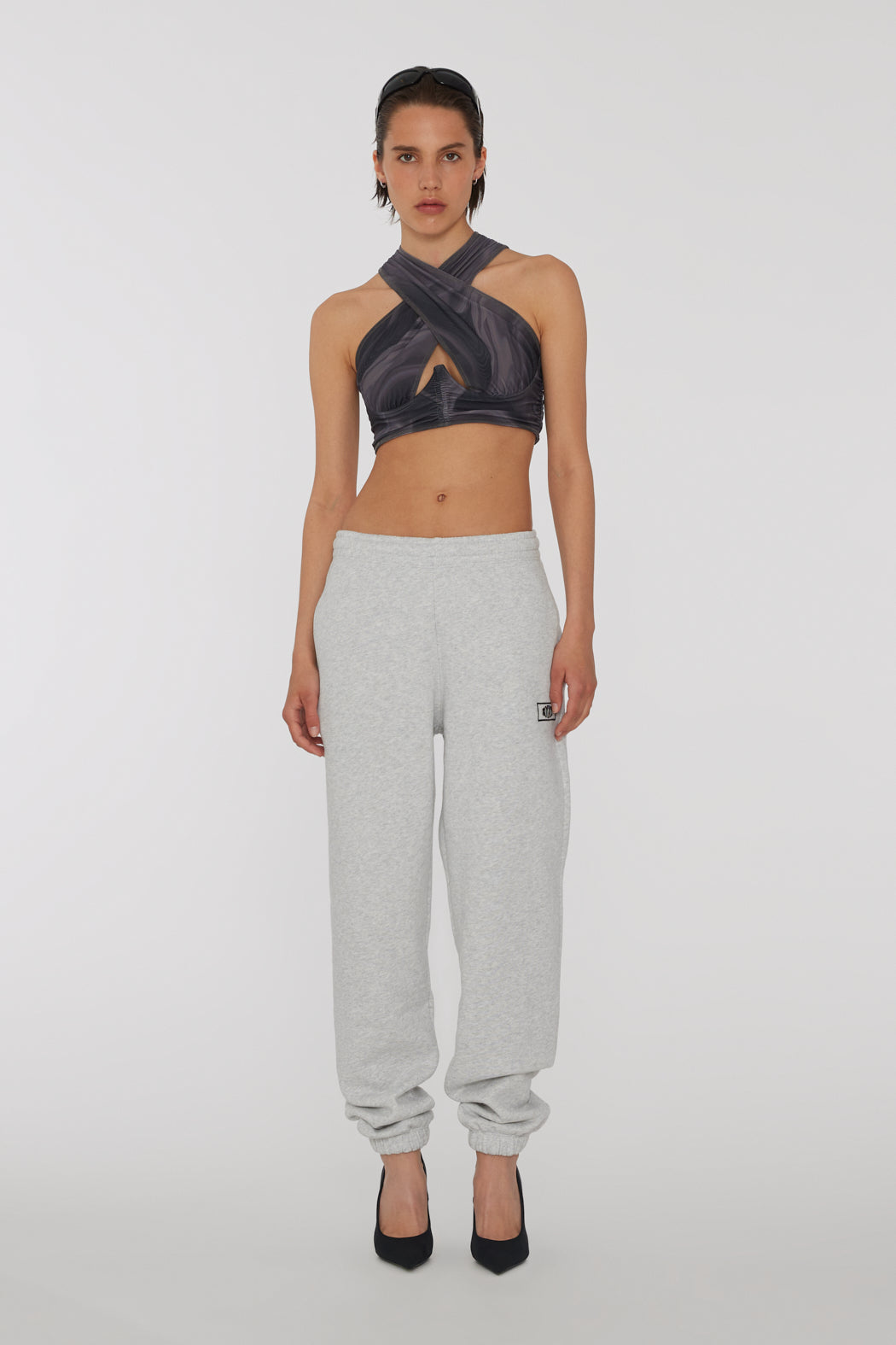 Sweatpants med logo - Ljusgrå melerad