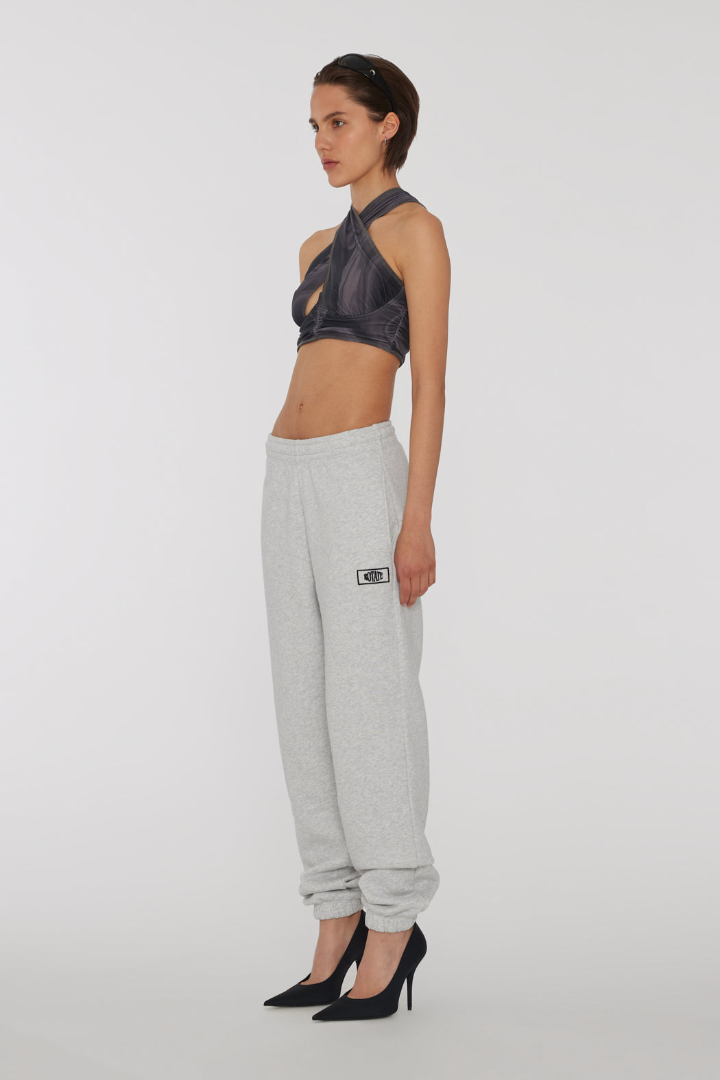 Sweatpants med logo - Ljusgrå melerad