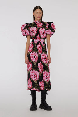 Jacquard Bell Maxi Dress - Lilac Sachet Comb.