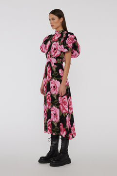 Jacquard Bell Maxi Dress - Lilac Sachet Comb.