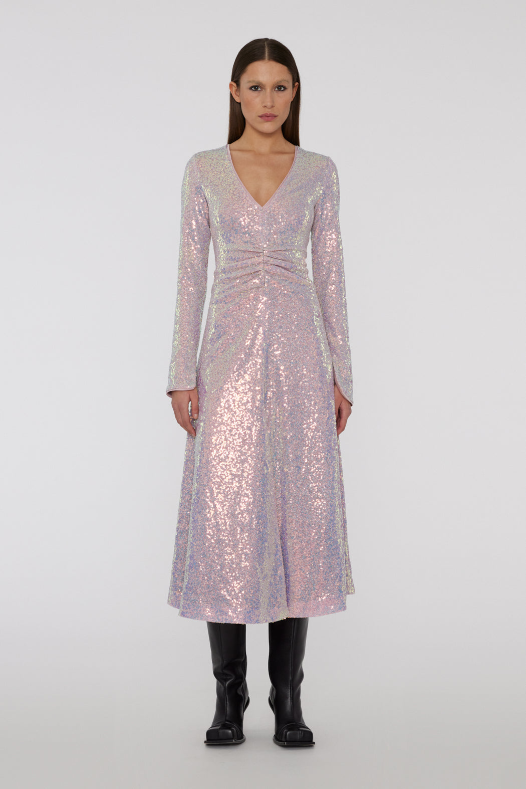 Sequin Midi Dress - Sachet Pink