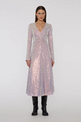 Sequin Midi Dress - Sachet Pink