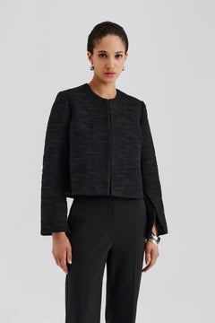 Ruthie Cropped Boucle Blazer - Black