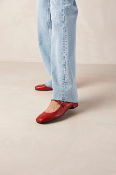 Por Do Sol Leather Ballet Flats - Red