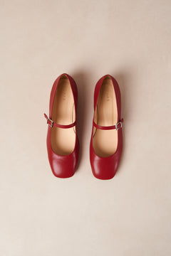 Por Do Sol Leather Ballet Flats - Red