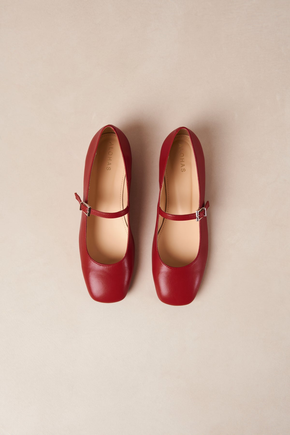 Por Do Sol Leather Ballet Flats - Red