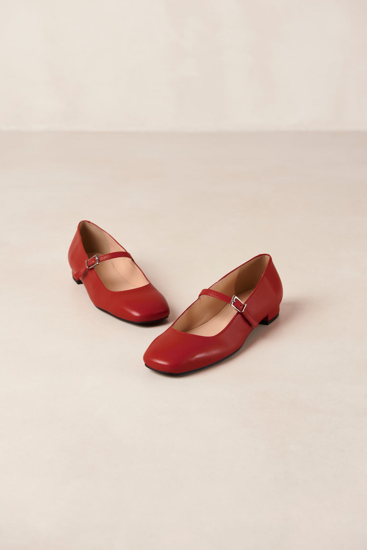 Por Do Sol Leather Ballet Flats - Red