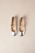 Por Do Sol Shimmer Leather Ballet Flats - Silver