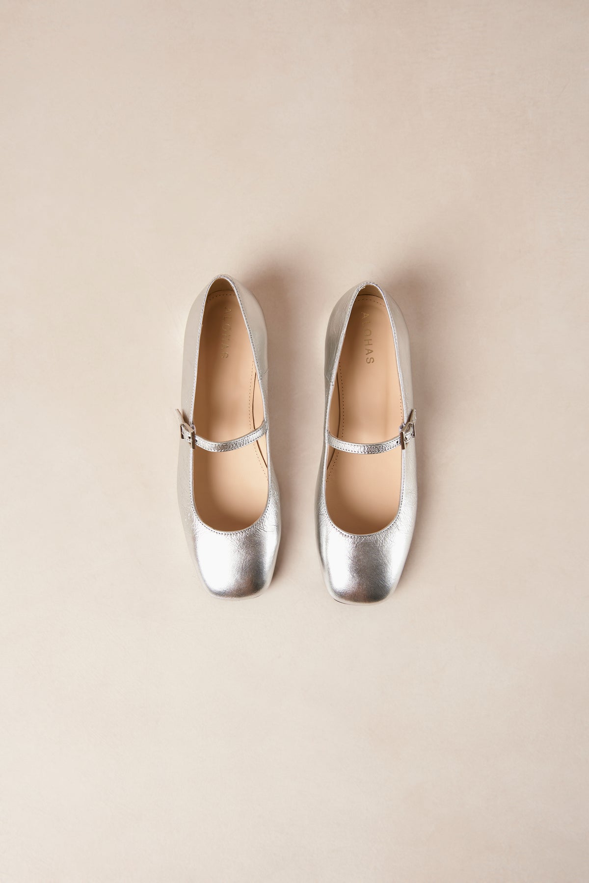 Por Do Sol Shimmer Leather Ballet Flats - Silver