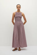 Laia Maxi Dress - Gingham Deep Red