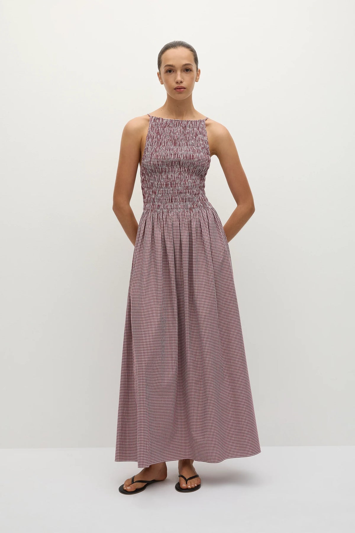 Laia Maxi Dress - Gingham Deep Red