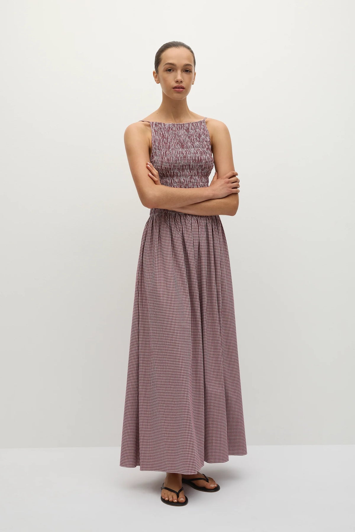 Laia Maxi Dress - Gingham Deep Red