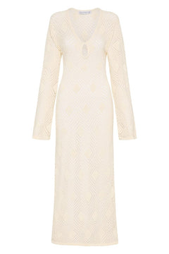 Serena Pointelle Knit Dress - Off White